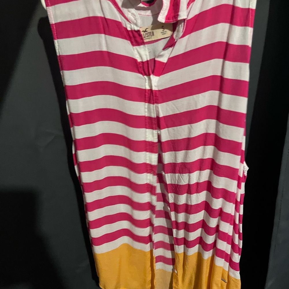 Hollister Women's Pink/ White /Peach Striped Sleeveless Striped Top Size S